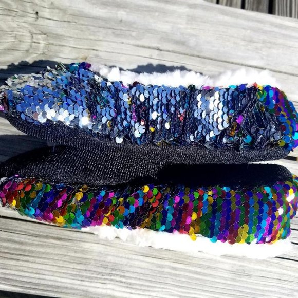 Girl's Reversible Rainbow Sequin Slippers - Picture 2 of 4